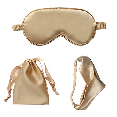 YTYH Sleep Mask, Silk Sleep Mask, Silky Soft Sleep Masks for Women, Nap Meditation Travel Eye Cover, Light Blocking Mask Blindfold, Imitation Silk Fabric Eye Mask Set, Wedding Bridesmaid Gift (Gold)