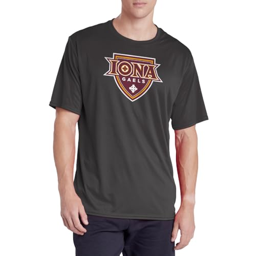 Campus Lab Iona College Adult Men's Sport Active T-Shirt Primary Logo, Charcoal, X-Large
