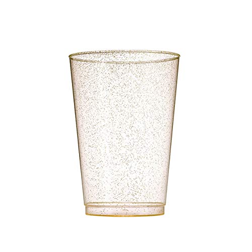 Munfix 100 Glitter Plastic Cups 12 Oz Clear Plastic Cups Tumblers Gold Glitter Cups Disposable Wedding Cups Elegant Party Cups Recyclable And Bpa-Free #TOP1