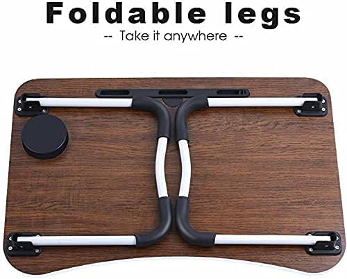 Laptop Table, Foldable Portable Lap Standing Desk with Cup Slot,Adjustable Laptop Table Lap Standing Desk Notebook Stand Breakfast Bed Tray Book Holder for Sofa, Bed, Terrace, Balcony