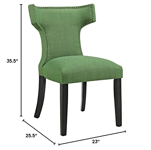 Modway Curve Mid-Century Modern Upholstered Fabric With Nailhead Trim In Kelly Green, One Chair #TOP2