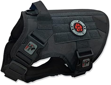 Tactical Dog Harness, No Pull, Military Dog Vest Harness with Handle, Service Dog Harness for Small Medium Large Dogs Training Walking (Black, Small (S))…