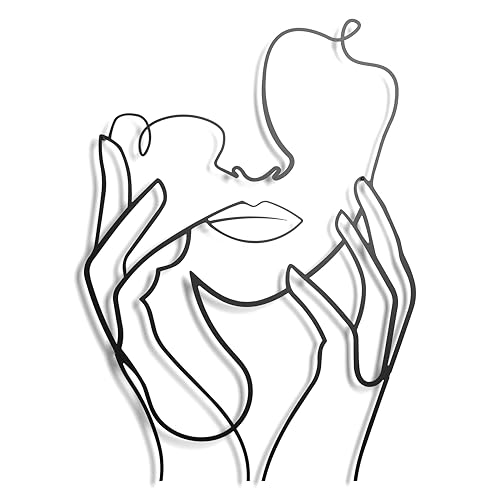 One line Arte - Decoración de pared de arte lineal, cuadros decoracion, decorativo de pared, decoracion hogar, decoracion jardin, lienzos decorativos, abstracto decoración, Arte de pared de metal.