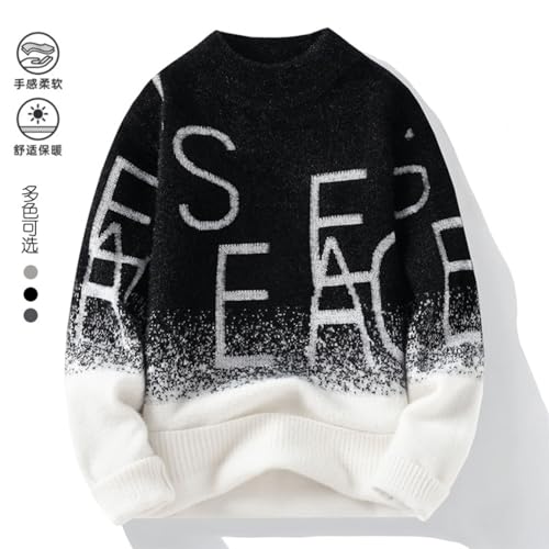 Men's Long-Sleeve Autumn and Winter Undershirt Knitted Sweaters.-Black-X-Large4