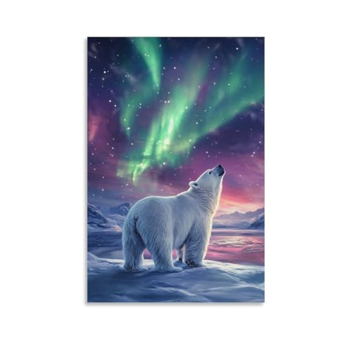 Ours polaire Murale Décoration Peinture toile salon 50x75 cm