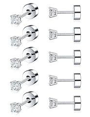 5 Pairs-3mm-18K White Gold