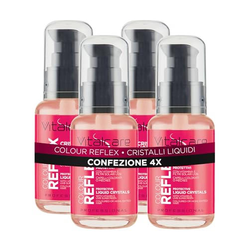 Vitalcare | Colour Reflex - Cristalli Liquidi Protettivi per Capelli Colorati, con Meches o Trattati, con Vitamina E e Filtri Solari UVB, per Capelli più Forti, Vellutati e Brillanti, 4 x 50 ml