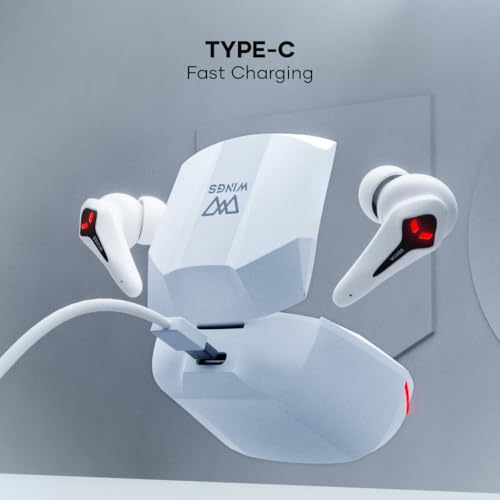Image of Wings Phantom 320 Gaming Earbuds with Bluetooth 5.3, Best Gaming Earphones with Gaming Mode 40ms Latency, Earpods Sync App Support, New Earbuds with Gaming Inspired Design