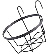 DOITOOL Cestos de plantador de corrimão pendurados redondos, suporte de vaso de flores de metal para varanda e cerca, gar...