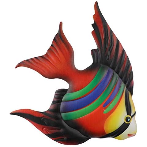 BESTonZON Metall Fische wanddeko Fische Gartendeko Dekofigur Tropische Tiere Gartenfigur Wandskulptur Wandobjekt Wandbehang für Terrasse Garten Party Badezimmer Schlafzimmer Wohnzimmer Cover