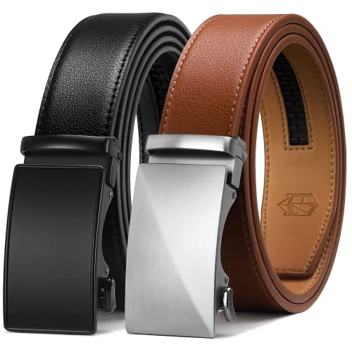 Image of Zitahli Leather Ratchet Belt for Men - 2 Pack Mens belt,Customizable Fit | Everyday Men Dress Pants Belt,Casual Occasion,Classic Style,Gifts for Men on Birthday,Anniversary,Father's Day,and Christmas