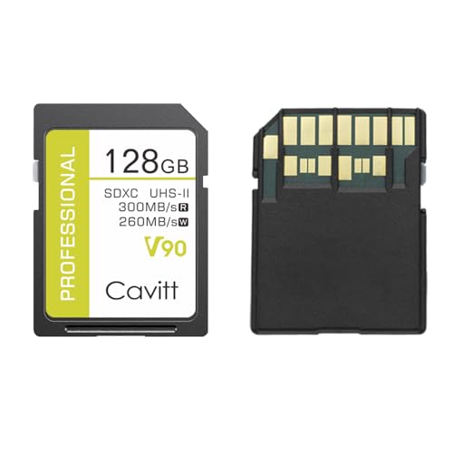 Cavitt V90 SD Card 128GB for DSLR Cameras,Professional UHS-II 300R/260W,Sdxc V90 High Speed Memory Cards for Cameras,Supports 4K/6K/8K/Full HD Video and RAW