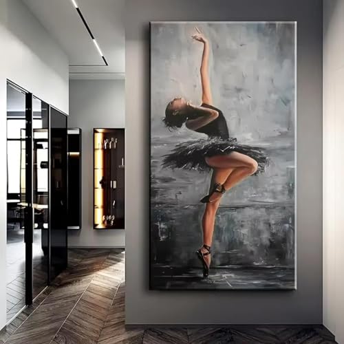 Póster de lienzo con diseño de bailarina de ballet, arte de pared, impresión artística, pintura para sala de estar, dormitorio, decoración de pared del hogar, 50 x 100 cm (20 x 39 pulgadas), sin marco