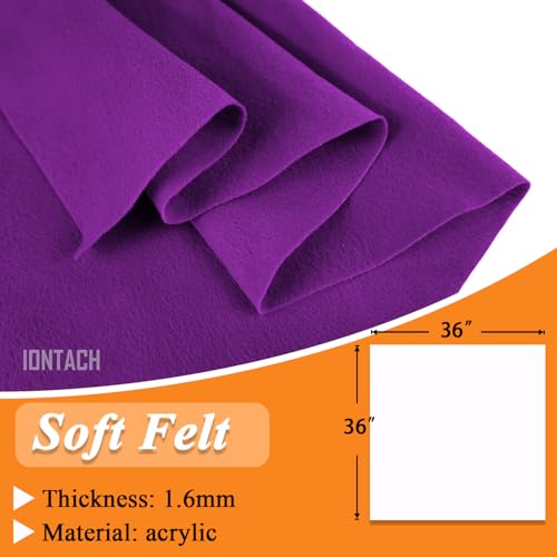 Image of IONTACH 36 inch X 36 inch Purple Soft Felt Fabric 1.6mm Thick | Felt Sheets for Crafts, Embroidery, Patchwork, Liner, School Projects, Home Decoration