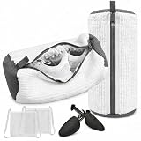 2Pcs Shoe Washing Machine Bag Laundry Shoes Bag Shoe Cleaning Bag with Shoe Trees, Reusable Thick Microfibre Fluff Zipper Protection360°Deep Clean for Washer, Dryer, Sneakers and Tennis Shoes, White