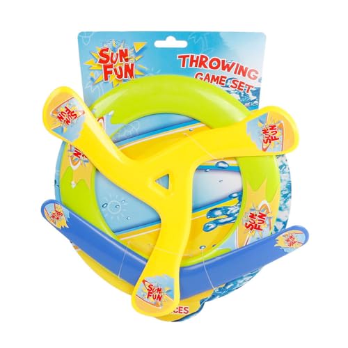 Sun Fun frisbee set of 3 - Yellow Green and Blue - Summer toys - Outdoor - Plastic