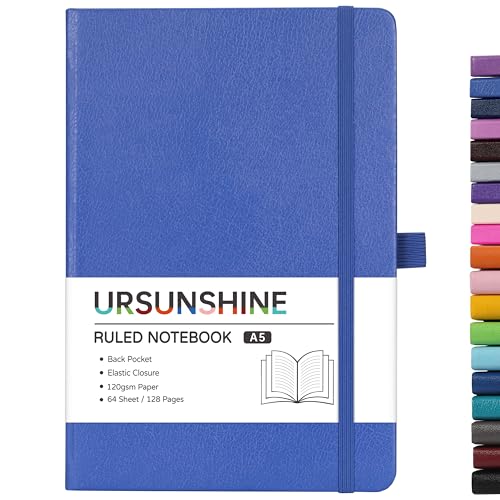 Ruled Notebook/Journal - Classic Lined Journal/Notebook, 5.3'' x 8.26'', Hardcover with Thick Paper, Banded + Pen Holder +Inner Pocket - Violet