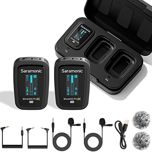 Saramonic Blink500 PROX B2 Micrófono inalámbrico Lavalier con 2 transmisores para cámaras DSLR Smartphones