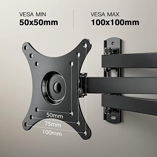 Perlegear TV Wall Bracket for Most 10-32 inch TVs or Monitors up to 20kg, Full Motion TV bracket Swivels Tilts Extends Rotates, Fits VESA 50x50mm/75x75mm/100x100mm, PGXSF1-E