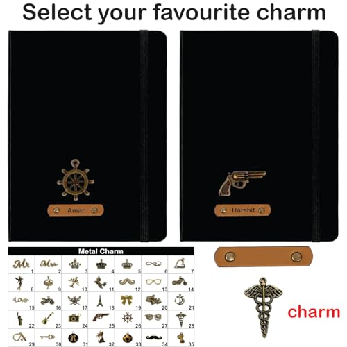 Image of customized Diary and Pen With Name & Charm (Black), Diary for Mens | Gifts For Teenage Boys | Journal Notebooks | Corporate Gifts for Employees | Valentine Gift for boyfriend and Girlfriend