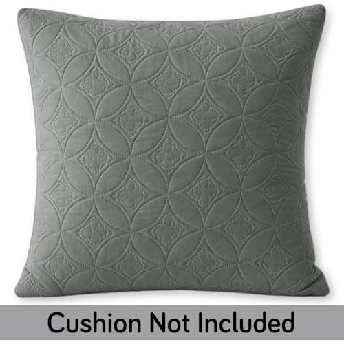 Image of HOKIPO 100% Leakproof Quilted Cushion Cover for Sofa 22x22 Inches, Set of 2, Dove Grey (AR-6281-DGRY*2)