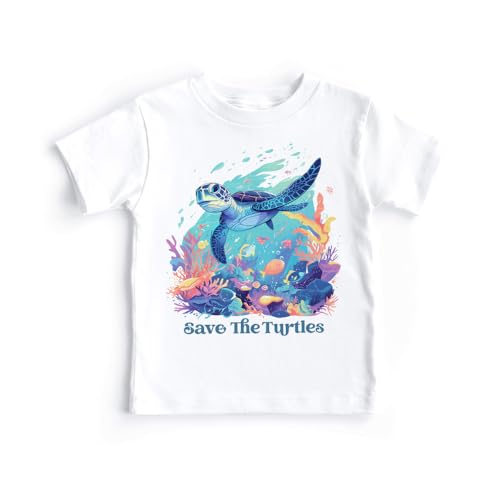 Kids Sea Turtle Toddler Shirt - 90s Style Save The Turtles Ocean Lover Gift - Under The Sea Birthday Party Theme - Cute Natural Toddler Youth Graphic Tee3