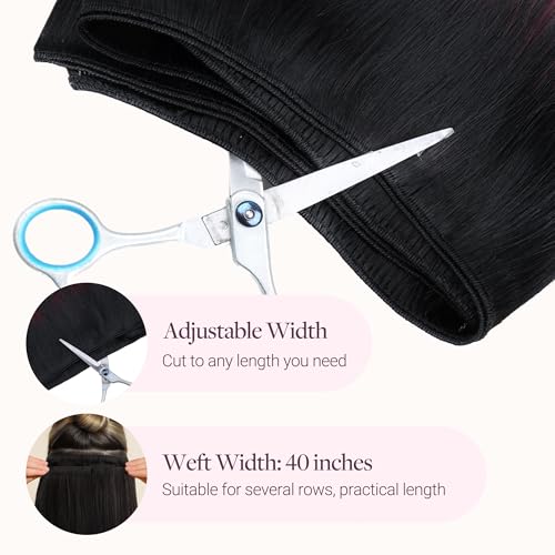 Image of GOO GOO Sew in Hair Extensions Real Human Hair, Weft Hair Extensions Human Hair, #1 /99j Balayage Jet Black to Red 22inch 110g, Weft Bundles Straight Silky Remy Hair
