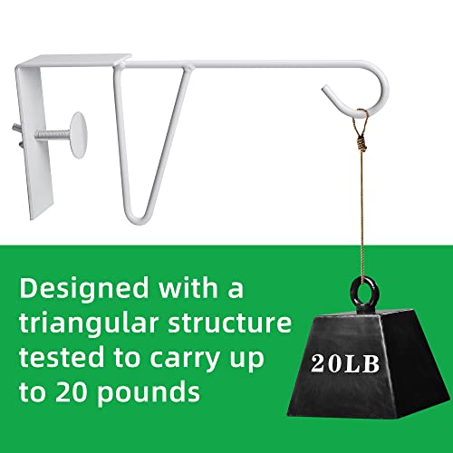 Moonoom 4 Pcs Adjustable Vinyl Fence Hooks, Patio Hangers Decorative White Powder Coated Steel Fence Hangers Suitable For Hanging Plants,Lights,Basket (4Pcs White) #TOP3