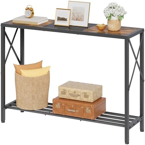 Tajsoon Console Table 41.8”, 2-Tier Industrial Entryway Table, Na...
