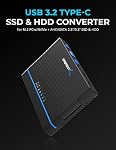 SABRENT M.2 SSD Pièce jointe, NVMe et SATA 2.5" 3.5" disque dur, SSD HDD M2 Convertisseur, avec Clonage hors ligne, USB 3.2 Type C, 2242, 2260, et 2280 Dock + Alimentation électrique, USB C + A Câbles inclus (DS-UCMH)