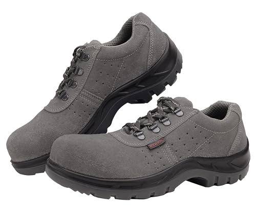 Karam FS64 Suede Grey Leather Safety Shoes for Men | Double Density, Fiber Toe | Black PU Mid Sole | Antistatic, Antislip, Oil & Heat Resistant | Grey | Size-06 (B07YZ9XD1D) Amazon Price History, Amazon Price Tracker