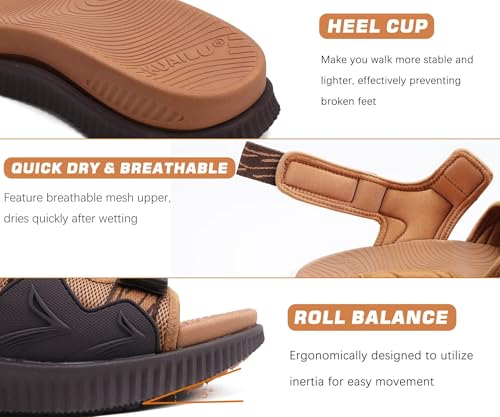 Image of KuaiLu Mens Hiking Sandals with Arch Support Orthopedic Walking Recovery Sandals for Plantar Fasciitis Open Toe Summer Athletic Sport Comfortable Cushion Breathable Outdoor Water Sandals Size7-13