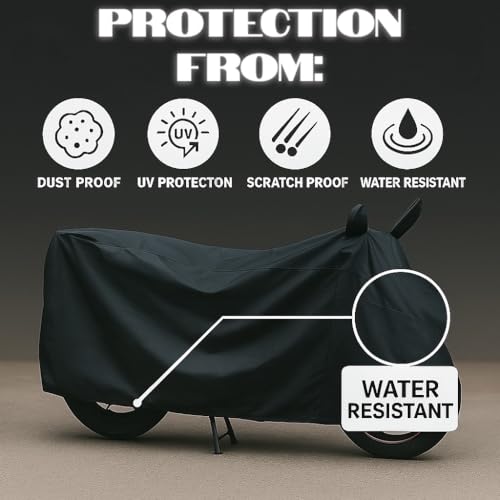 Image of UV Protection & Dustproof Bike Body Cover for Universal Cover Two Wheeler Bike (Black)