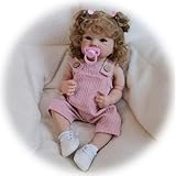 Realista Bebe Reborn 18 Pulgadas 45 cm Cuerpo de Silicona Vinilo Suave Muñeca Bebé Recién Nacido Niña Muñecas Reborn con Cabello Largo y Rubio Juguete Regalo para niños de 3 años