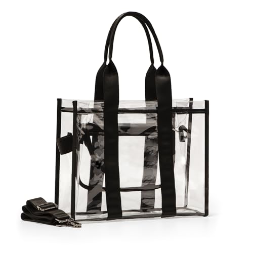 Clear Bag for Stadium Events Large Clear Tote Lunch Bag with Strap for Work, Concert, Sports, Beach