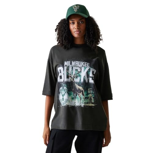 New Era NBA Washed Graphic Milwaukee Bucks Short Sleeve T-Shirt M
