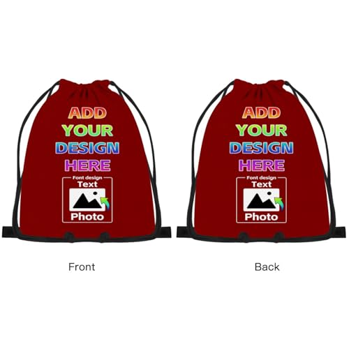 Personalized Drawstring Bag Custom Backpack Custom Name Number Logo Text for Men Women Gifts Sports Bag for Men Draw String Back Bag String Backpack Gym Backpack-Maroon,-0.112