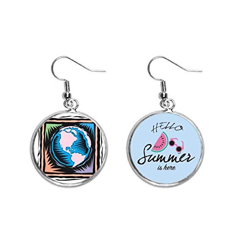Pendientes de sandía Blue Earth con grabado misterioso de alta precisión