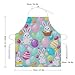 SESLFLKPJK Dog Grooming Wedding Restaurant Kitchen Apron Large Pocket Waterproof Fashion Apron Boys Girls, Easter Eggs Rabbit Art Apron With Roomy Pocket, Easy Care Aprons