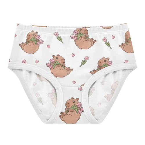 Wusikd Capybara Heart Girls' Underwear Cotton Tulip Flowers Girls Briefs Soft Toddler Underwears 6T - Main Image
