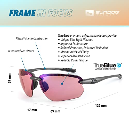 Sundog Eyewear Premium Sunglasses for Men - LASER EXT TrueBlue - UV Protection Featured Lens Technology - Great Fit for Golf, Fishing, Fashion, Beach, and Driving Glasses - Dark Matte Grey/Aurora4