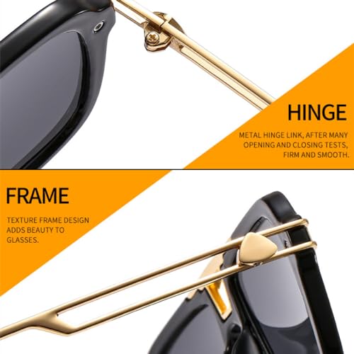 Lunettes de soleil de créateur à double pont rétro et verres dégradés chic
