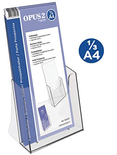 OPUS 2 350070 - Soporte pare folletos, Plástico sólido, para 1/3 A4, capacidad 35mm
