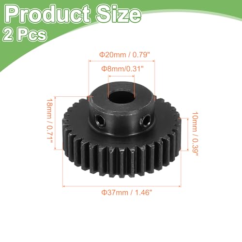 QUARKZMAN 2 Stück 1M 35T Stahl Motor Ritzel RC Motor Zahnräder Passend Für 8mm Wellenbohrung Für RC Fahrzeuge LKW Drift Fernlenkauto Geländewagen Crawler Teile Schwarz