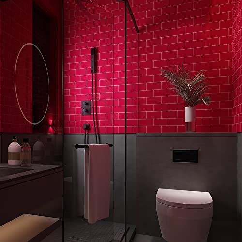 Adedeo Glass Subway Tile 3 X 6 Inch Red For Kitchen Backsplash Bathroom Wall Pack Of 32 Sheets #TOP2