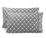 Elegant Comfort Luxury Ultra-Soft 2-Piece Pillowcase Set - 1500 Premium Hotel Quality Microfiber Double Brushed - Wrinkle Resistant, King Size, Bloomingdale Pattern Gray