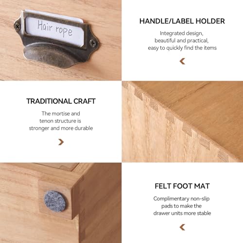 KIRIGEN Desk Drawer Cabinet Storage Organizer 6 Drawers Mini Chest with Lable Holder Handles for Home Office Desktop Organizer and Storage Natural(3D6CG-NA)