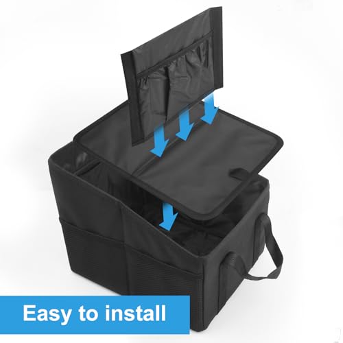 Naseom Organizador de Asiento de Coche, 30L Organizador de Almacenamiento de Coche para Asiento de Pasajero, Plegable Organizador Maletero Coche para Ropa, Juguetes y Suministros de Oficina (Negro) - imagen 5
