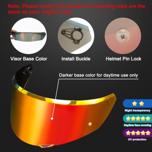 Image of PSLER Helmet Visor for K3 DOT(E2206),Only for S /M /L Size,Deep Red | Only for S /M /L K3 Helmet Size,Impact-Resistant ,UV400 Protection, Motorcycle Tinted Face Shield for K3 DOT(E2206) Replacement