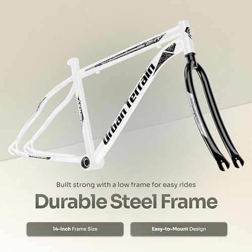 Image of Urban Terrain Galaxy High Performance Steel Mountain Cycles for Men with Rigid Fork and Complete Accessories MTB Bike 24T Single Speed Cycle by Cult | Ideal for 9-13 Years, Frame Size : 14 inch, White